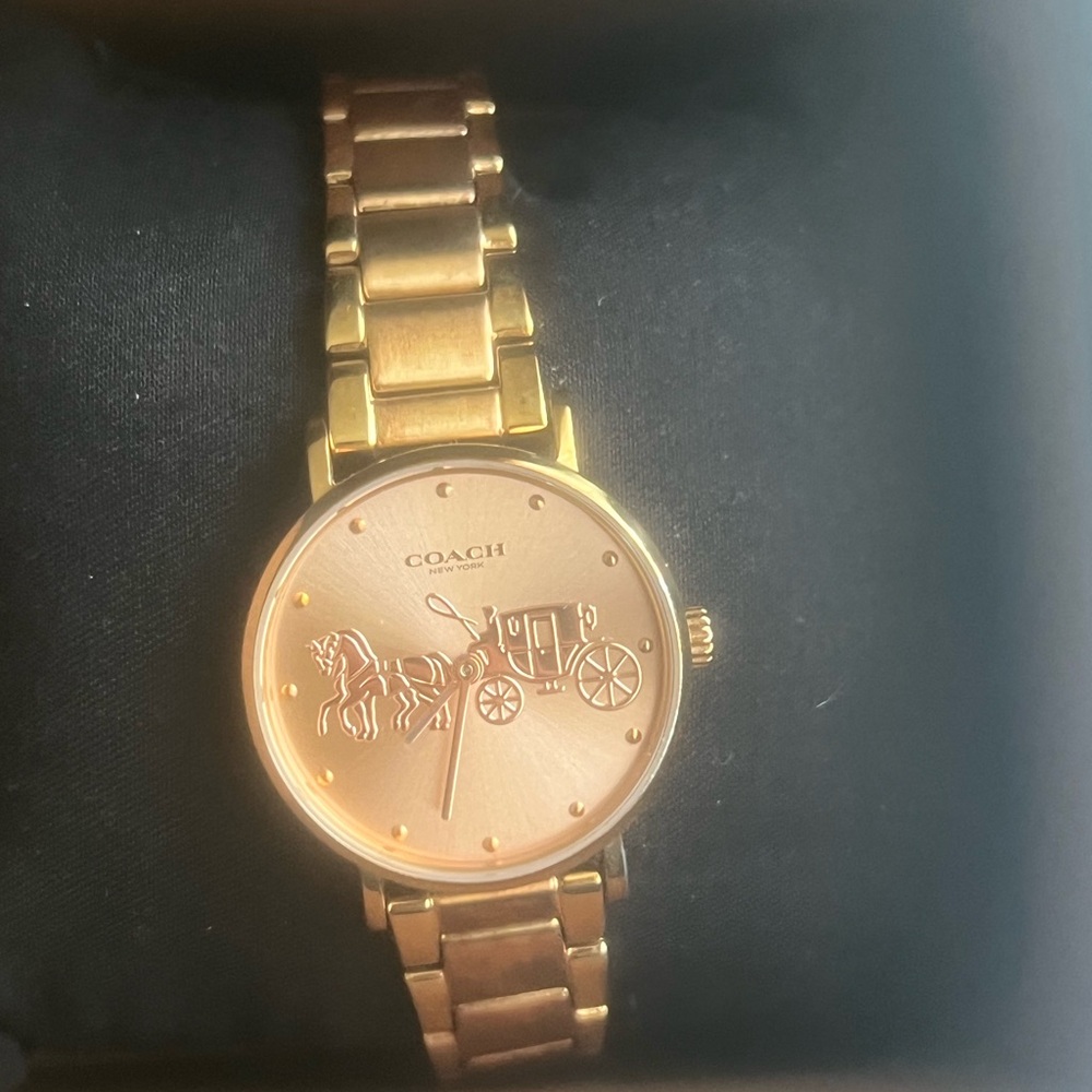 Brand New! Grand Women's Watch, 36mm -Coach Gold-Tone Watch with Carriage Motif